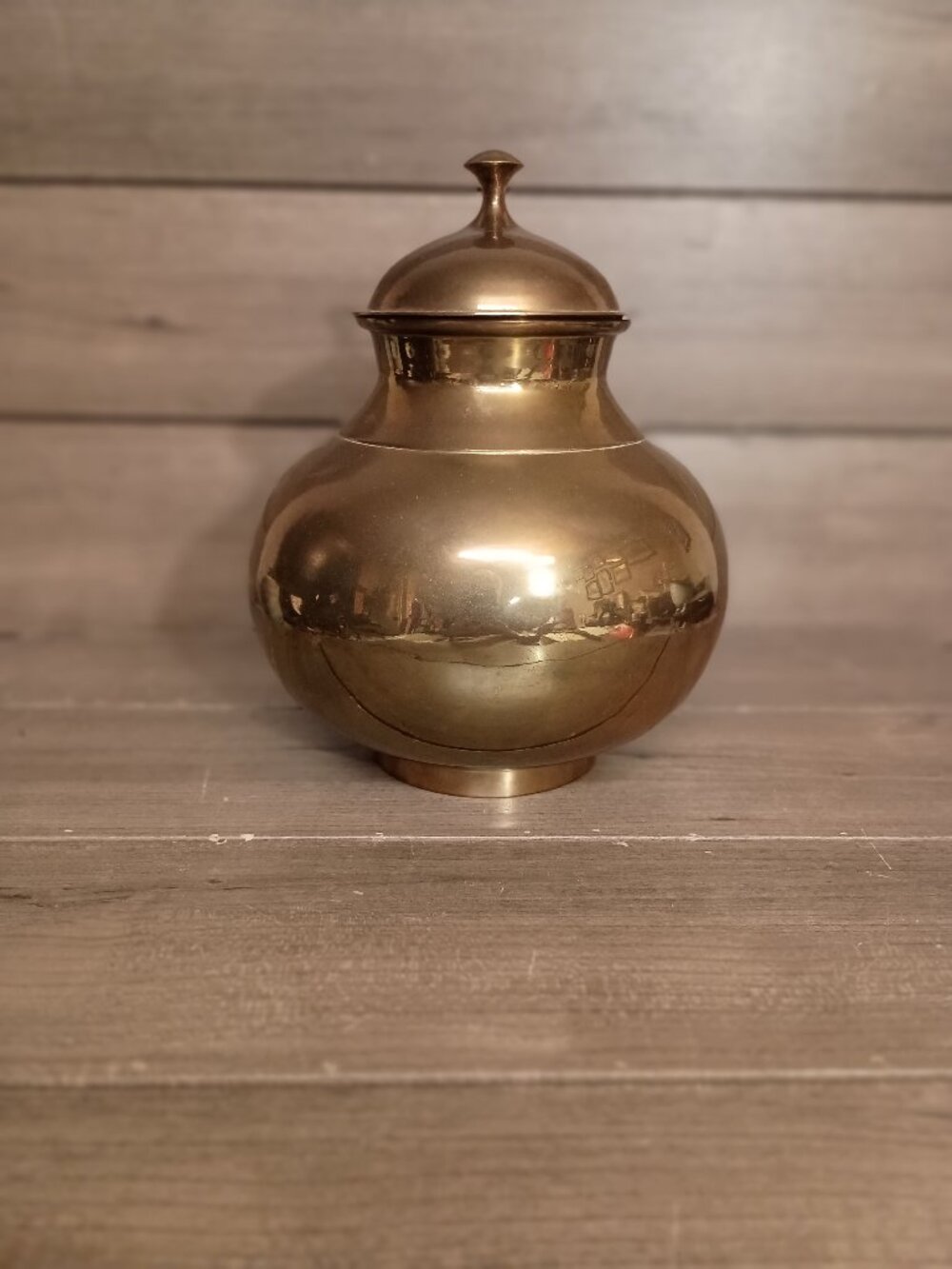 Vintage Brass Ginger Jar/Urn with Lid 9.5" Tall